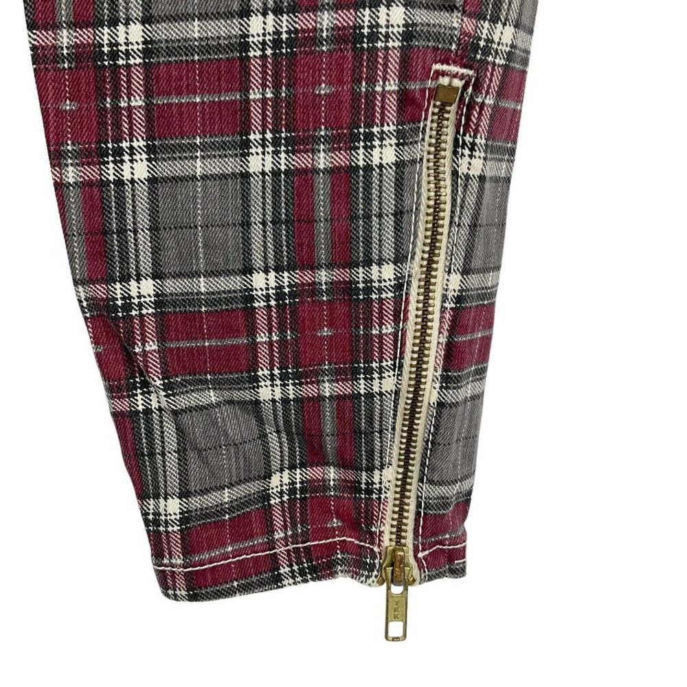 Current/Elliott Jeans Women's Sz 27 Red Plaid The Soho Zip Stiletto Skinny Nwot - Picture 4 of 14